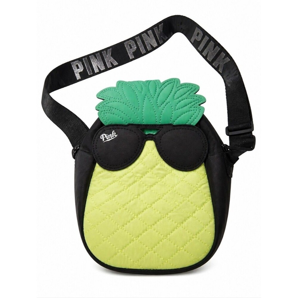 Victoria's Secret PINK Pineapple Sunglasses Quilted Crossbody Bag Black Green